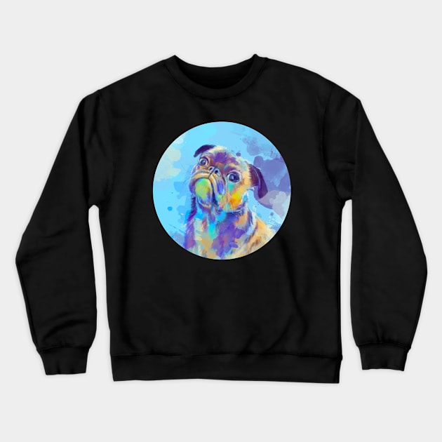 Sweet Pug - Dog Illustration Crewneck Sweatshirt by Flo Art Studio